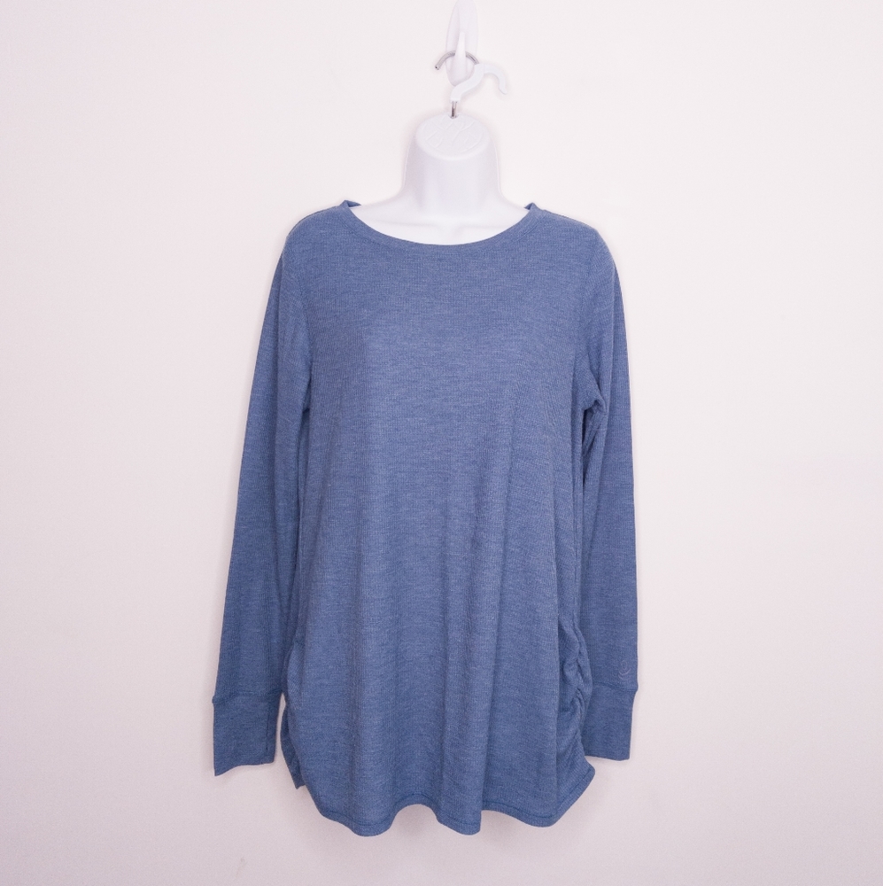 Cuddl Duds Stretch Thermal Women's Maternity Shirt Blue Medium